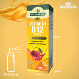 Natures Aid Vitamin B12 oral spray cherry flavour 30ml, imported from the UK