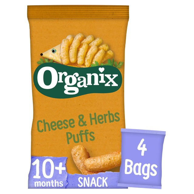 Organix cheese herb baby puffs 4x15g, imported from the UK