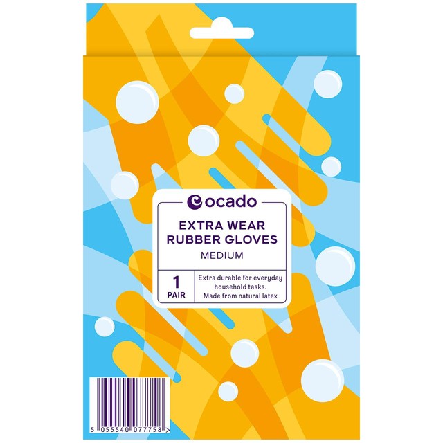Ocado Extra Wear Rubber Gloves Medium, imported from the UK