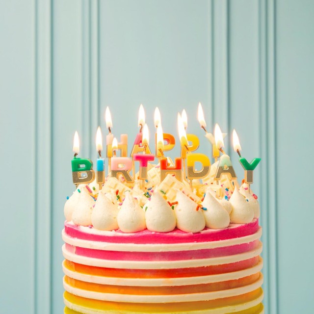 Talking Tables Rainbow Happy Birthday letter candles (British brand)