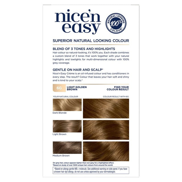Nice N' Easy 6G Light Golden Brown hair dye - British product