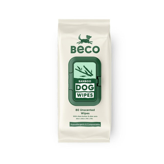 Beco Pets bamboo dog wipes unscented 80 wipes - British product