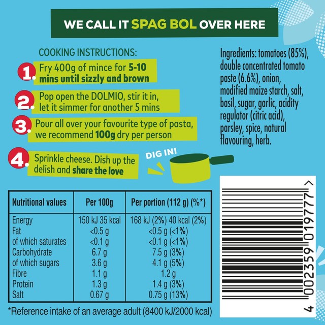 Dolmio Bolognese Low Fat pasta sauce 450g - British product