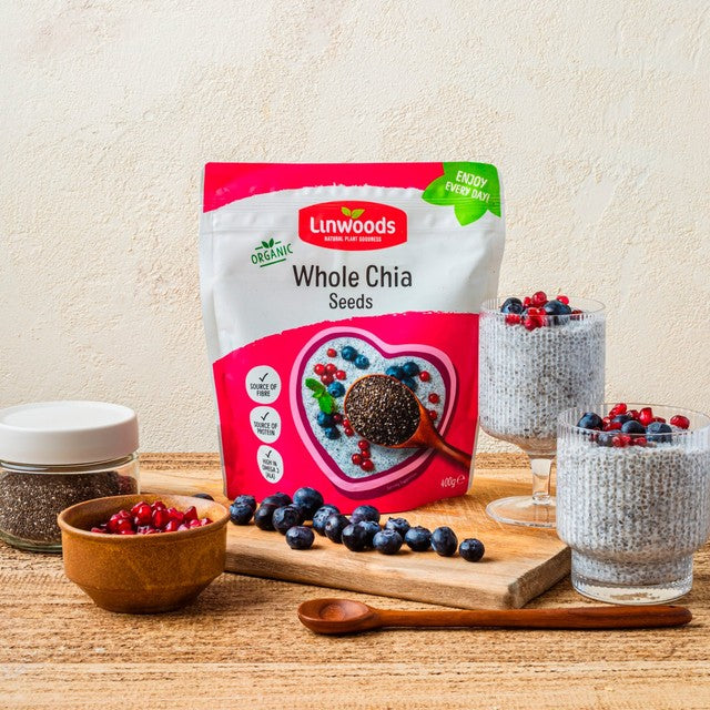 Linwoods organic whole chia seeds 400g, UK version