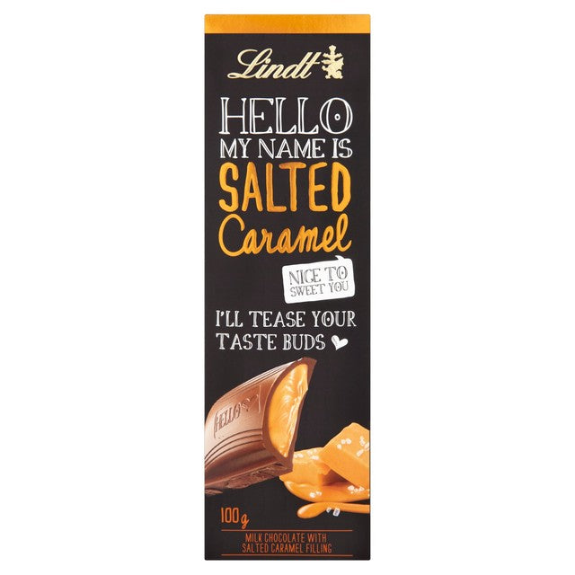 Lindt salted caramel milk chocolate bar 100g, UK version