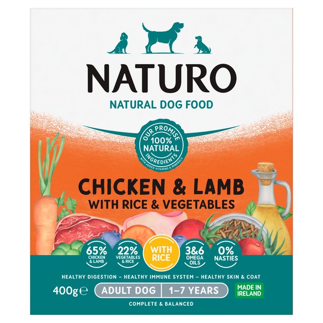Naturo chicken lamb dog food 400g, imported from the UK
