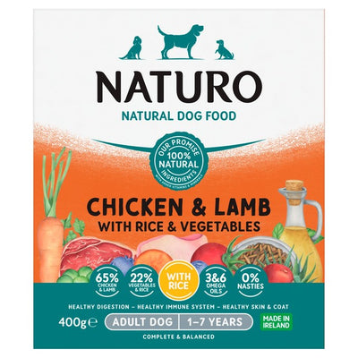 M&S Naturo Chicken, Lamb with Rice & Vegetables Wet Dog Food 400g- Buy online at McGrocer