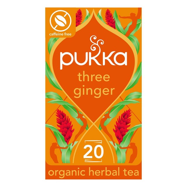 Pukka Three Ginger herbal tea bags x20, imported from the UK