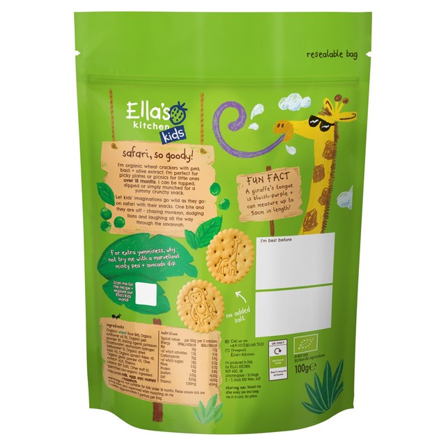 Ella's Kitchen organic pea and basil crackers bag (British brand)