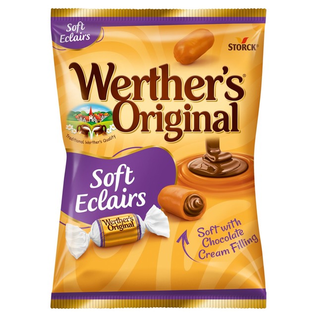 Werther's soft eclair creamy toffee with chocolate cream filling 125g (British brand)