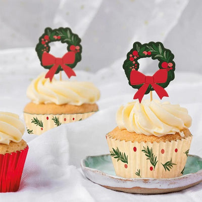Creative Party Jubiläum Haus Frohe Weihnachten Kranz Cupcake-Dekorations-Set 28-teilig