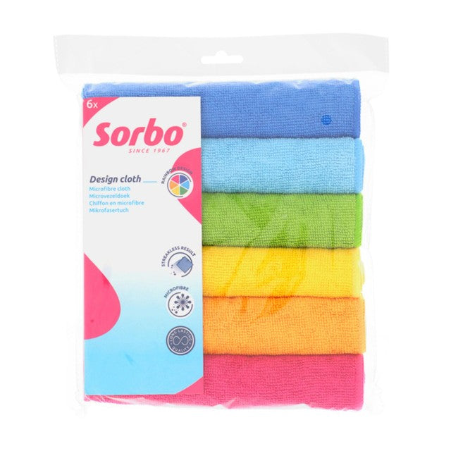 Sorbo Rainbow microfibre cloths 40x40cm 6pcs (British brand)