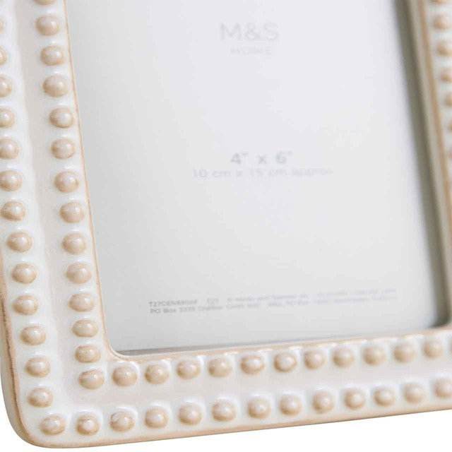 M&S ceramic bobble photo frame 4x6 cream, imported from the UK