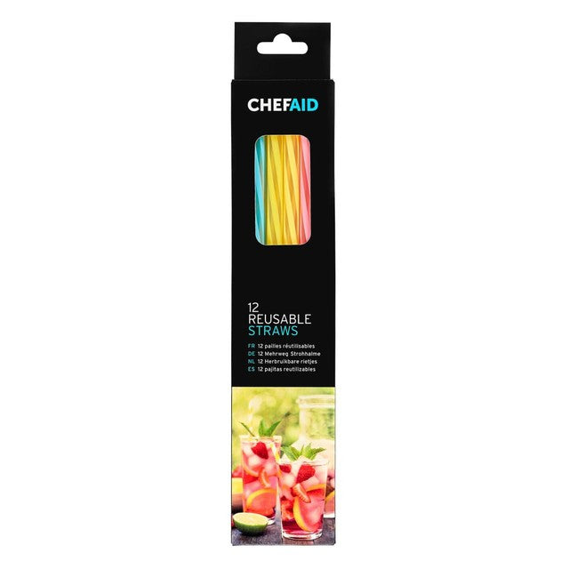 Chef Aid reusable straws mixed colours pack of 12 - British product