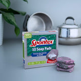 Spontex soap-filled scourer pads 10 per pack (British brand)