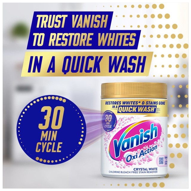 Vanish Oxi Action Crystal White stain remover powder tub, UK version