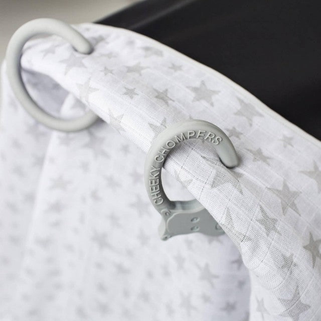 Cheeky Chompers muslin Silver Stars one size - British product