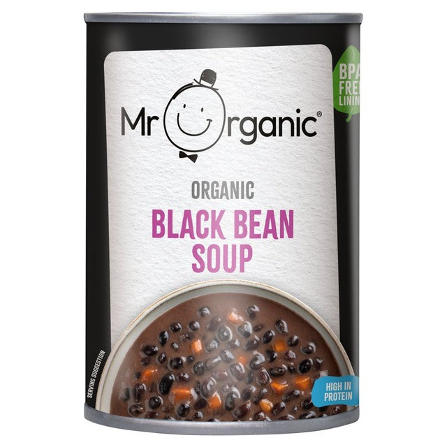 Mr Organic black bean soup 400g, imported from the UK