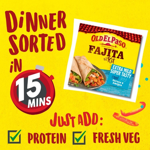 Old El Paso Extra Mild Fajita Kit 476g, imported from the UK