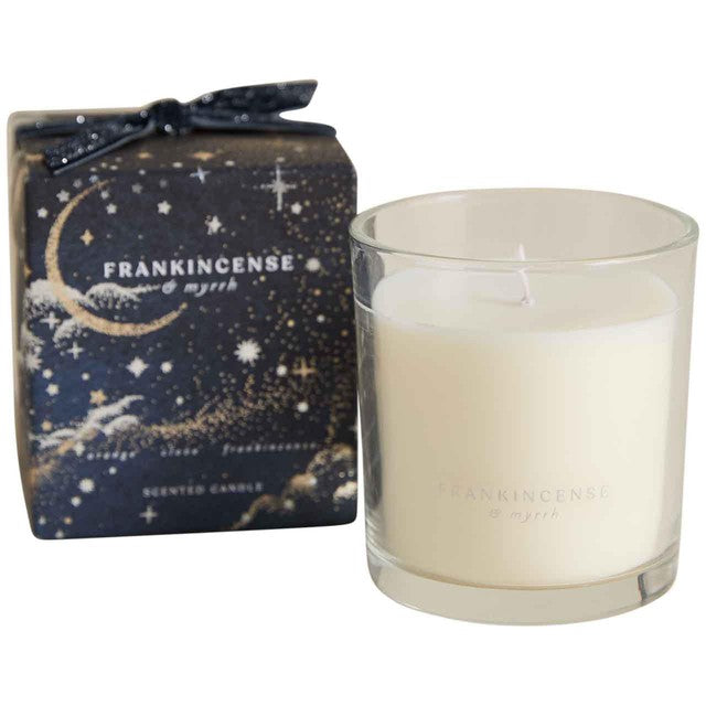 M&S Frankincense and Myrrh Chrome box candle, imported from the UK