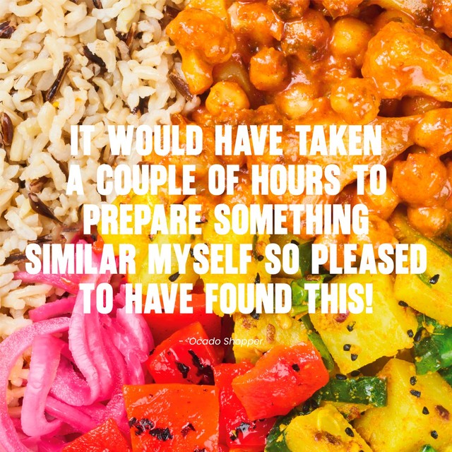 Pollen + Grace Tikka chickpea and vegetable hot bowl 400g, imported from the UK