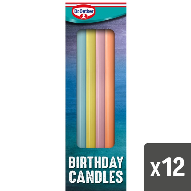 Dr Oetker rainbow birthday candles 12 pack - British product