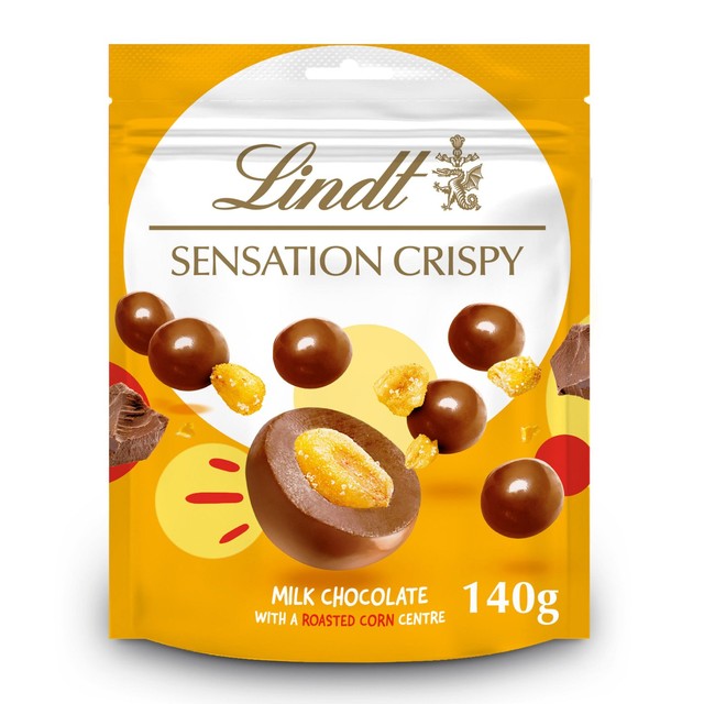 Lindt Sensations Crispy Corn chocolate pouch 140g, imported from the UK