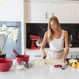 KitchenAid mixing bowl set in red with 2.4L, 3.3L, and 4.3L capacities, UK version