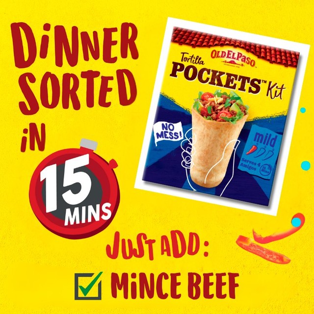 Old El Paso Original Tortilla Pocket Kits 375g, imported from the UK