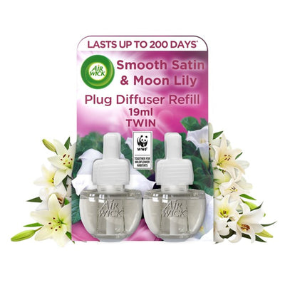 M&S Airwick Smooth Satin & Moon Lily Plug In Air Freshener Twin Refill 2 x 17ml- Buy online at McGrocer