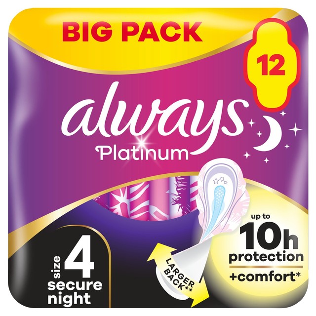 Always Platinum Secure Night sanitary towels with wings size 4 - British product