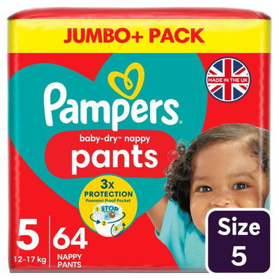 M&S Pampers Baby-Dry Nappy Pants Size 5 12-17kg Jumbo Pack- Buy online at McGrocer