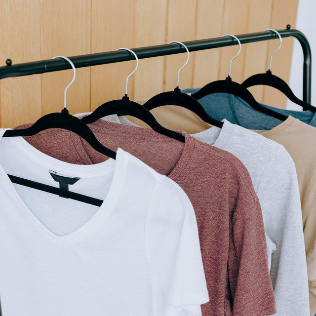 Addis velvet hangers black 5pk, imported from the UK