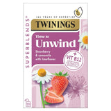 Twinings Superblends Unwind Tea with strawberry, camomile, and limeflower 20 teabags (British brand)