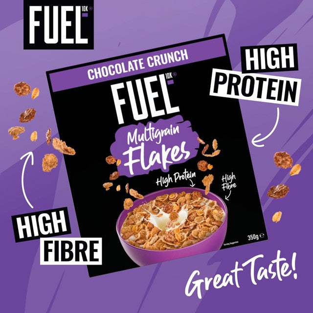 Fuel10K Breakfast Cereal Chocolate Multigrain Flakes 350g, UK version