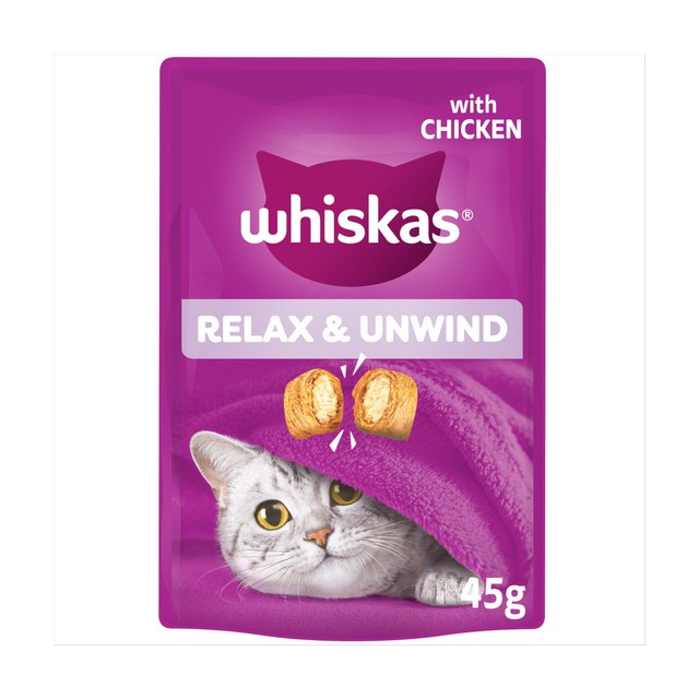 Whiskas cat treat biscuits chicken calming treats (British brand)