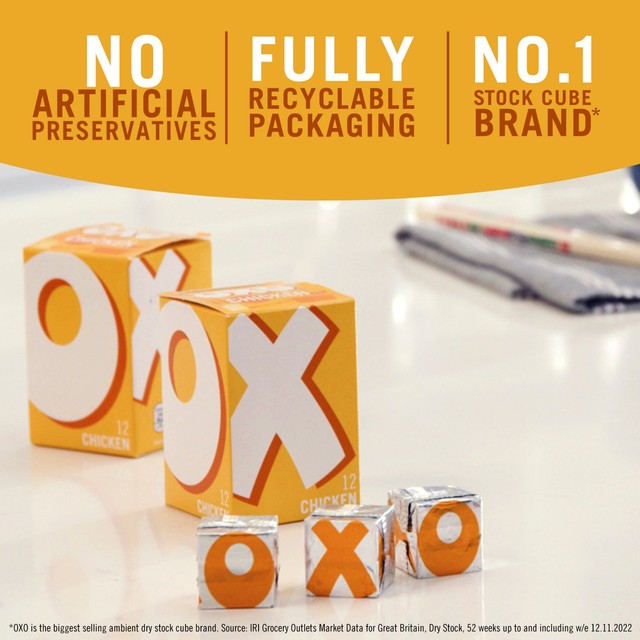 Oxo chicken stock cubes 142g, imported from the UK