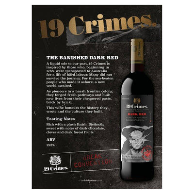 Vin rouge foncé 19 Crimes The Banished 75cl M&S - Achetez en ligne sur McGrocer