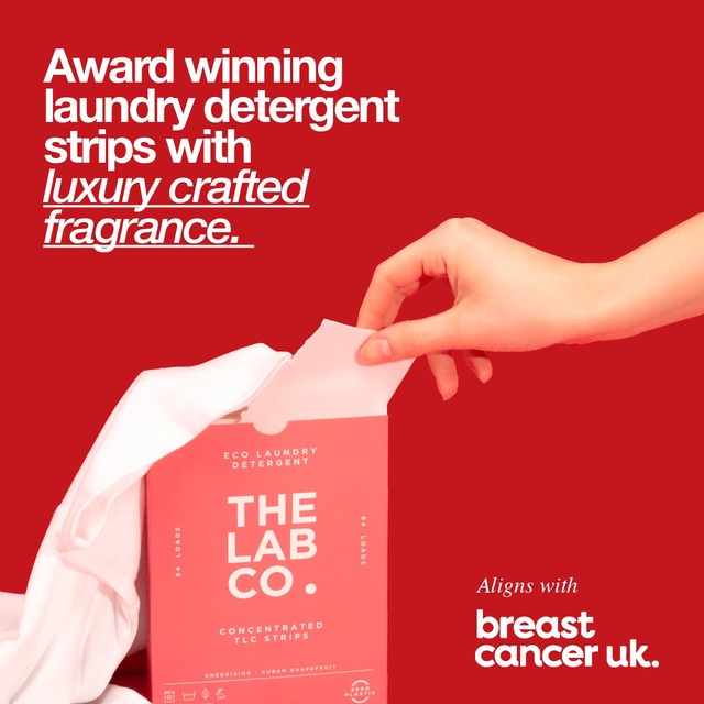 The Lab Co. non-bio laundry detergent sheets with energising scent for 64 loads (British brand)