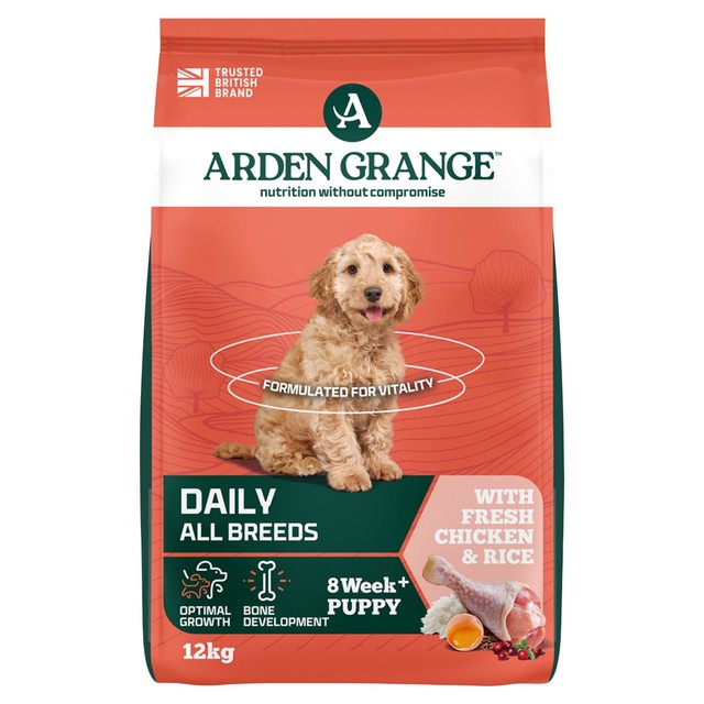 Arden Grange Puppy & Junior chicken dog food 12kg - British product
