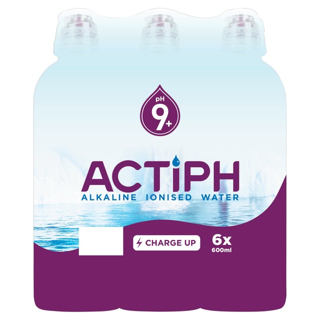 ACTIPH alkaline ionised water 6 x 600ml - British product