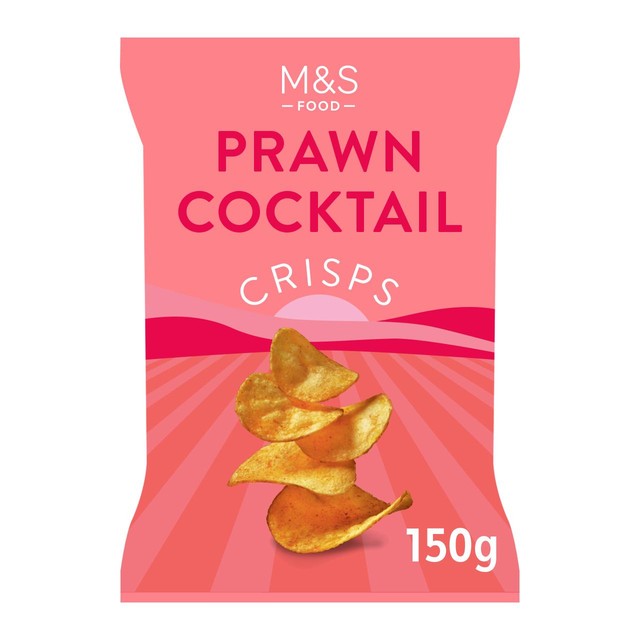 M&S prawn cocktail crisps 150g, imported from the UK