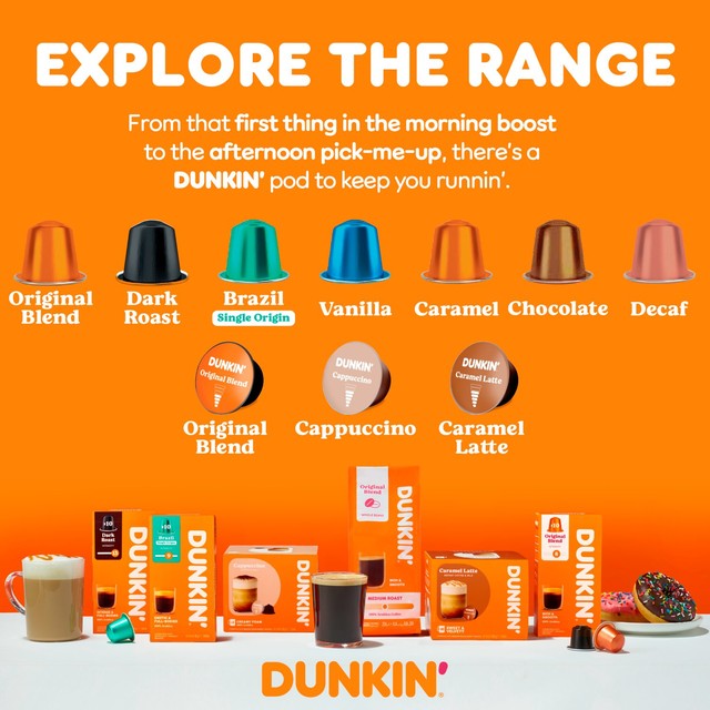 Dunkin Caramel Latte coffee pods Dolce Gusto compatible, UK version