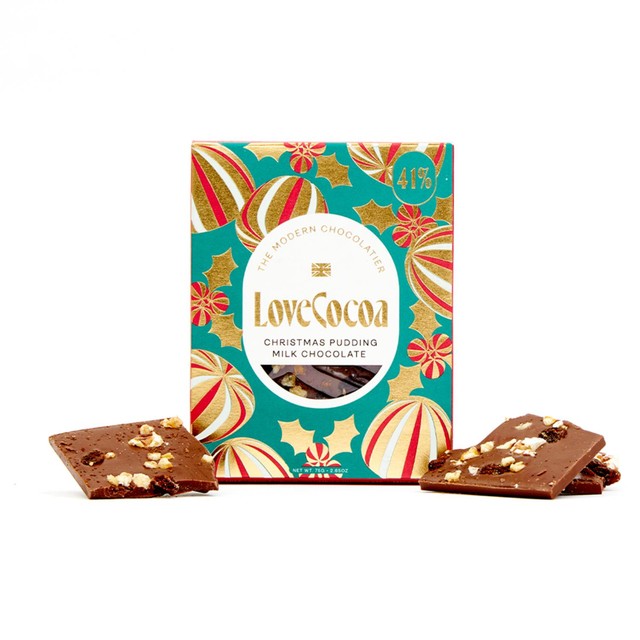 Love Cocoa Christmas pudding milk chocolate bar 75g, UK version
