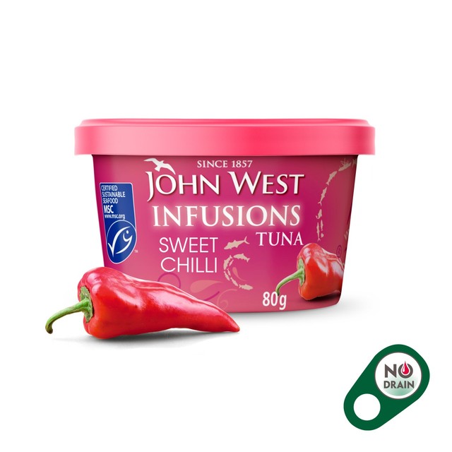 John West sweet chilli and jalapeño marinade tuna flakes 80g, UK version