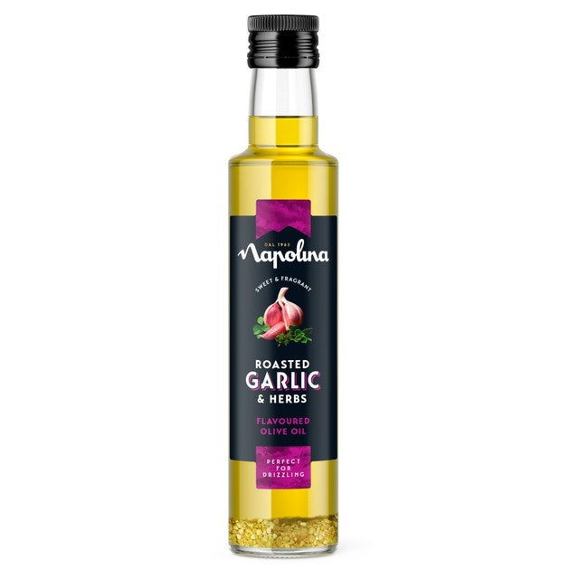 Napolina garlic and herbs flavoured olive oil 250ml, imported from the UK