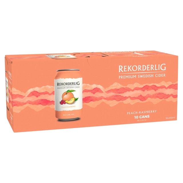Rekorderlig Peach Raspberry Fruit Cider 10 x 330ml, imported from the UK