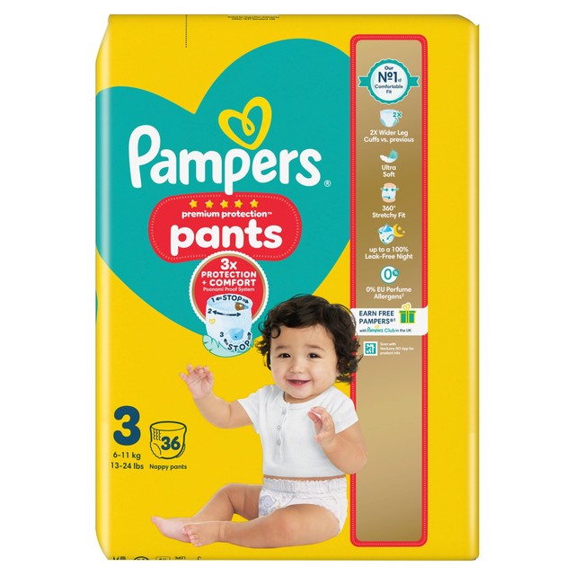 Pampers New Baby Nappy Pants Size 3 36 pack, imported from the UK