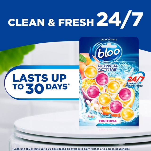 Bloo Power Active Fruitopia toilet rim block (British brand)
