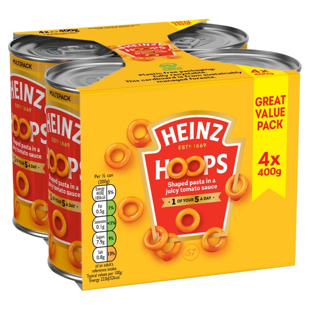 Heinz Spaghetti Hoops tomato sauce pasta 400g, UK version